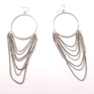 Crystal chain hoop earrings